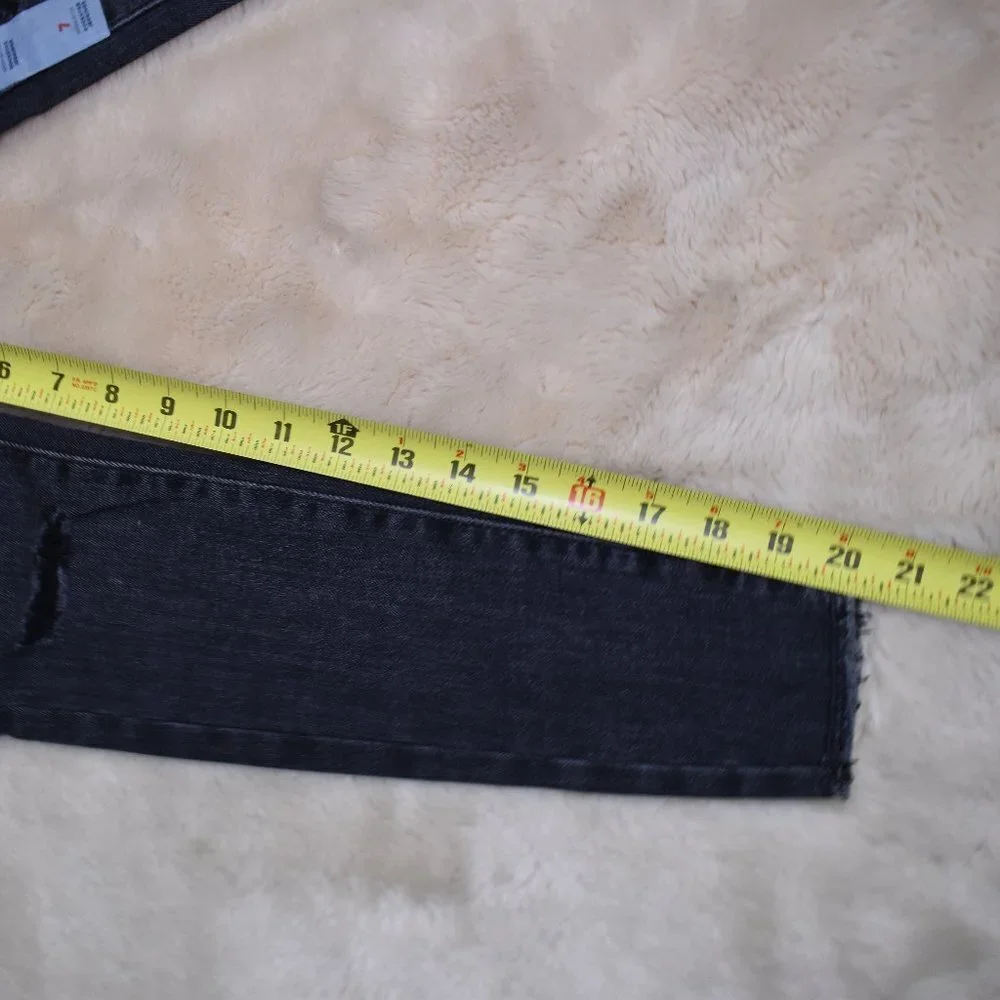 Old Navy Girls Jeggings  Size 7 Black Highrise Rockstar Jeans Distressed Denim